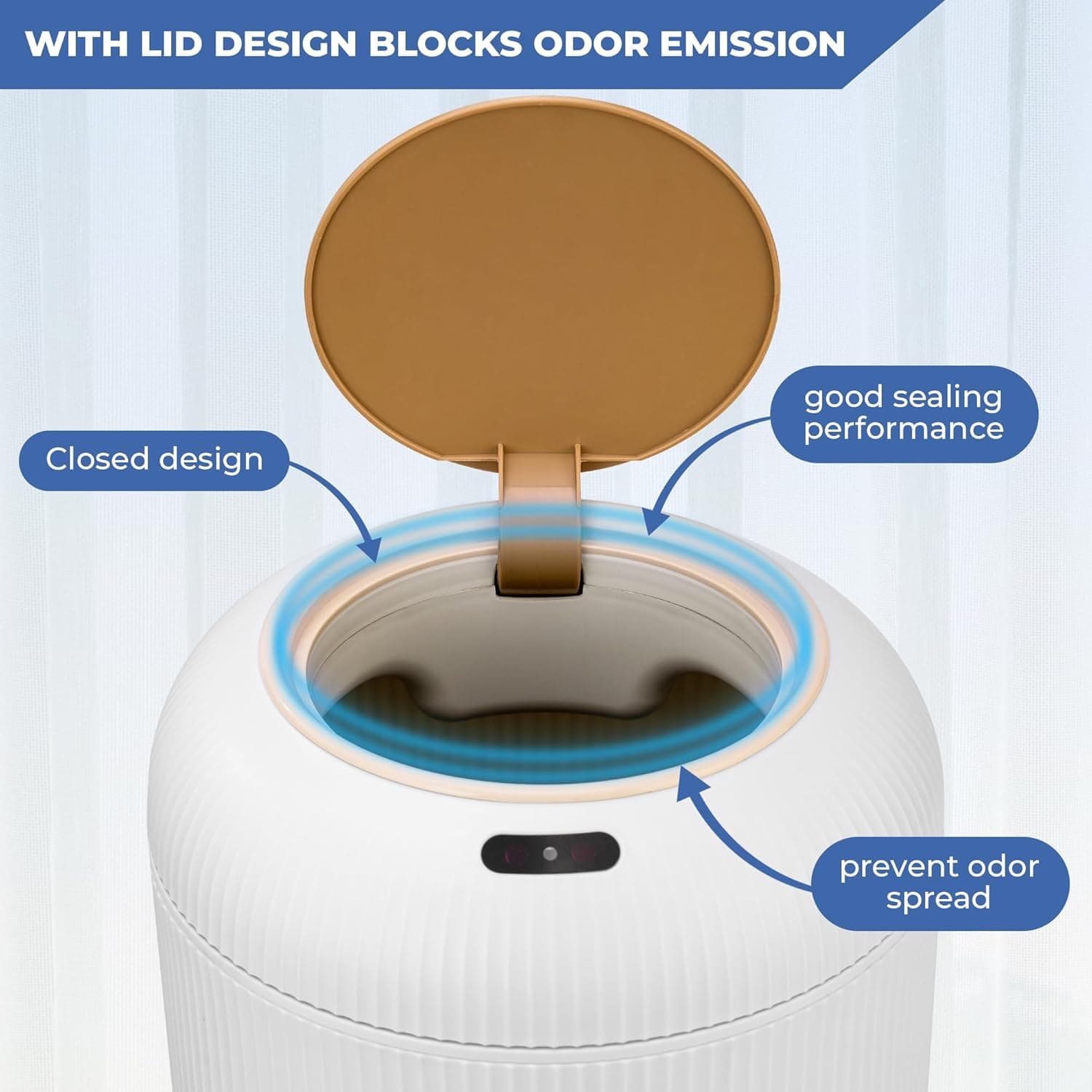 Pukomc Smart Sensor Trash Can lid design for odor control